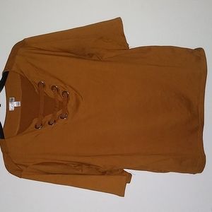 Mustard Upper Lace up Top